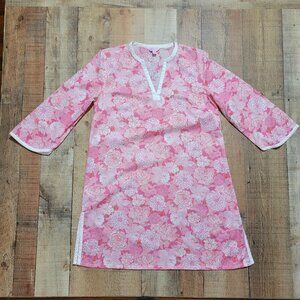 Lilly Pulitzer Pink and White Floral 3/4 Sleeve Night Gown Small